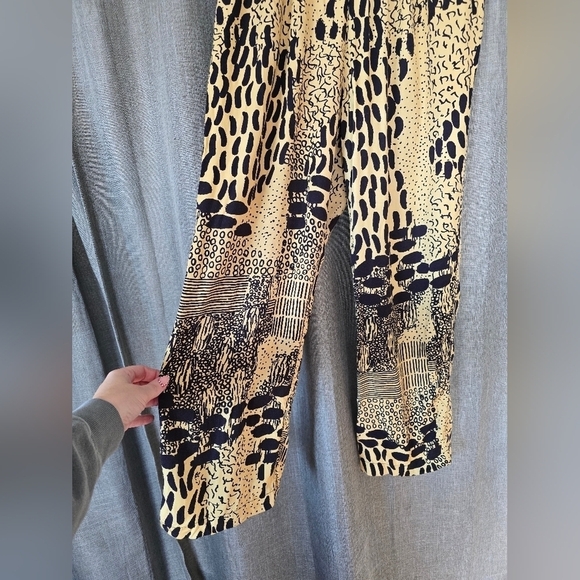 Asos Wide Leg Elastic Waist Abstract Print Pants Women's Size 10 - Picture 2 of 6